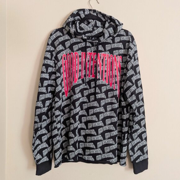 Vlone x Nav Good Intentions All Over Hoodie Men's Black Pullover Cotton Size XL - Picture 1 of 7